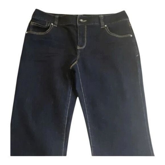 INC International Concepts Women Flare Leg Regular Fit Jeans Dark Blue Size 4 - Picture 3 of 11